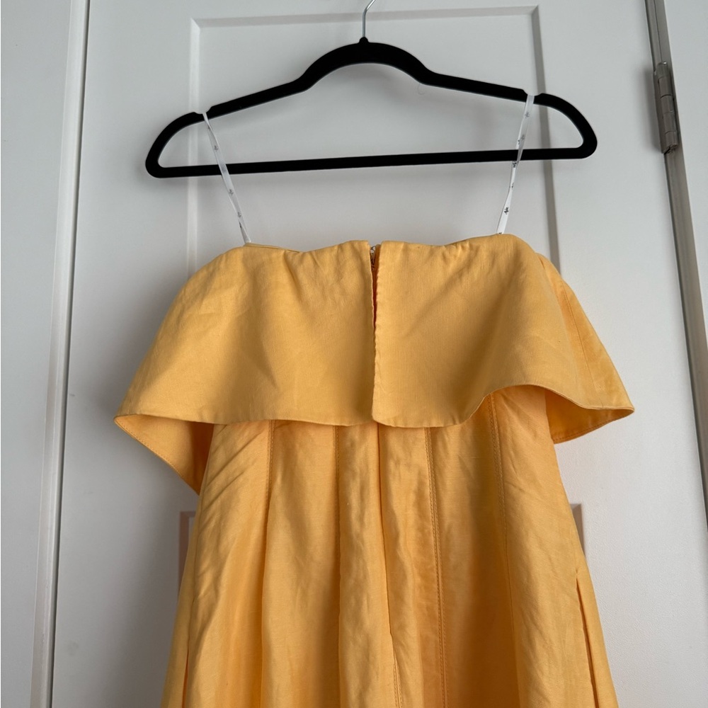 Aje Shallows Linen Blend Strapless Maxi Dress Marigold Butter Yellow - Picture 4 of 9